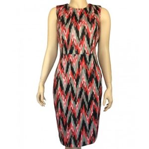 Calvin Klein Red and Gray Zigzag Sheath Dress